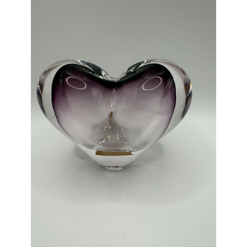 Vintage Svend Jensen Purple Lead Crystal Heart Bud Vase 24% PbO Brazil 3.5"